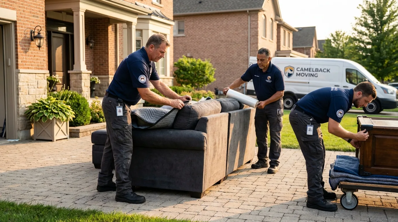 Large estate moving crew wrapping furniture in Hobe Sound, FL